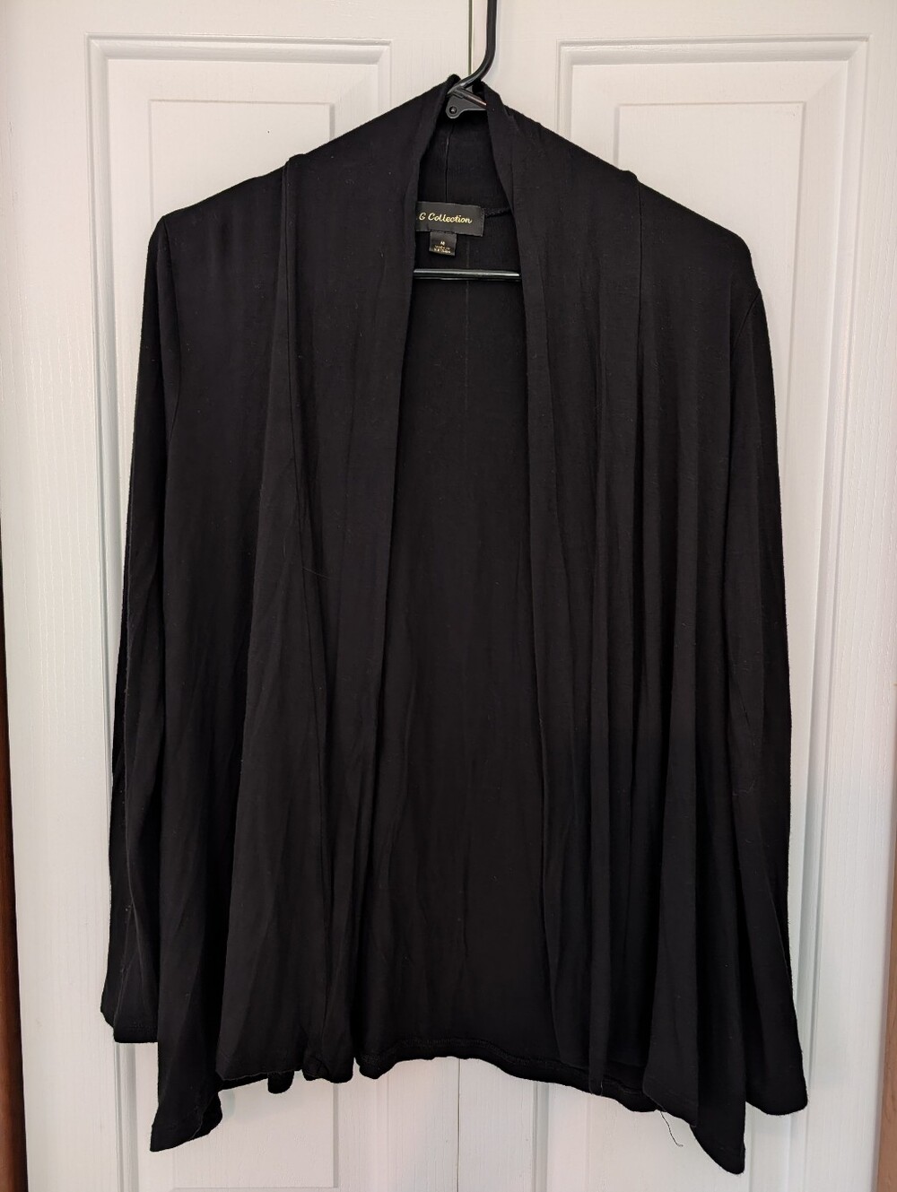 G Collection Black Open-Front Draped Long Sleeve Shirt